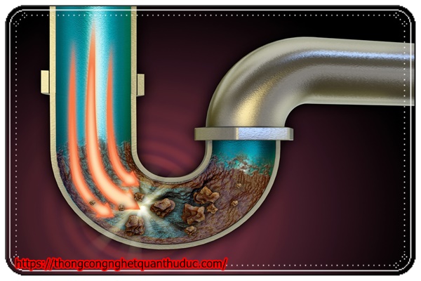 Bồn cầu không thoát hơi do nghẹt ống thông tắc